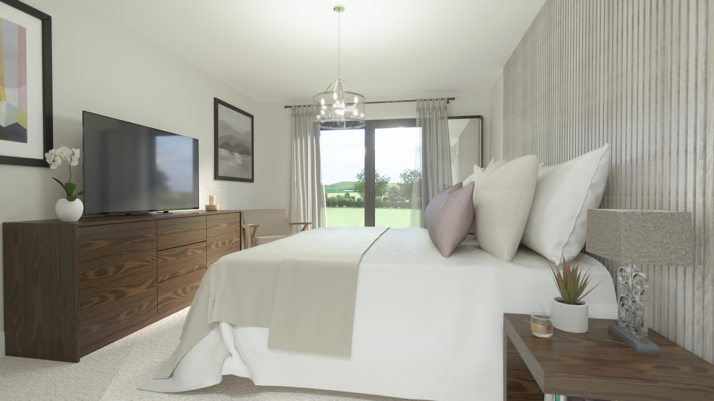 CGI by Linear CGI Studio. The Stables Property Development, Preston, Lancashire. master bedroom CGI