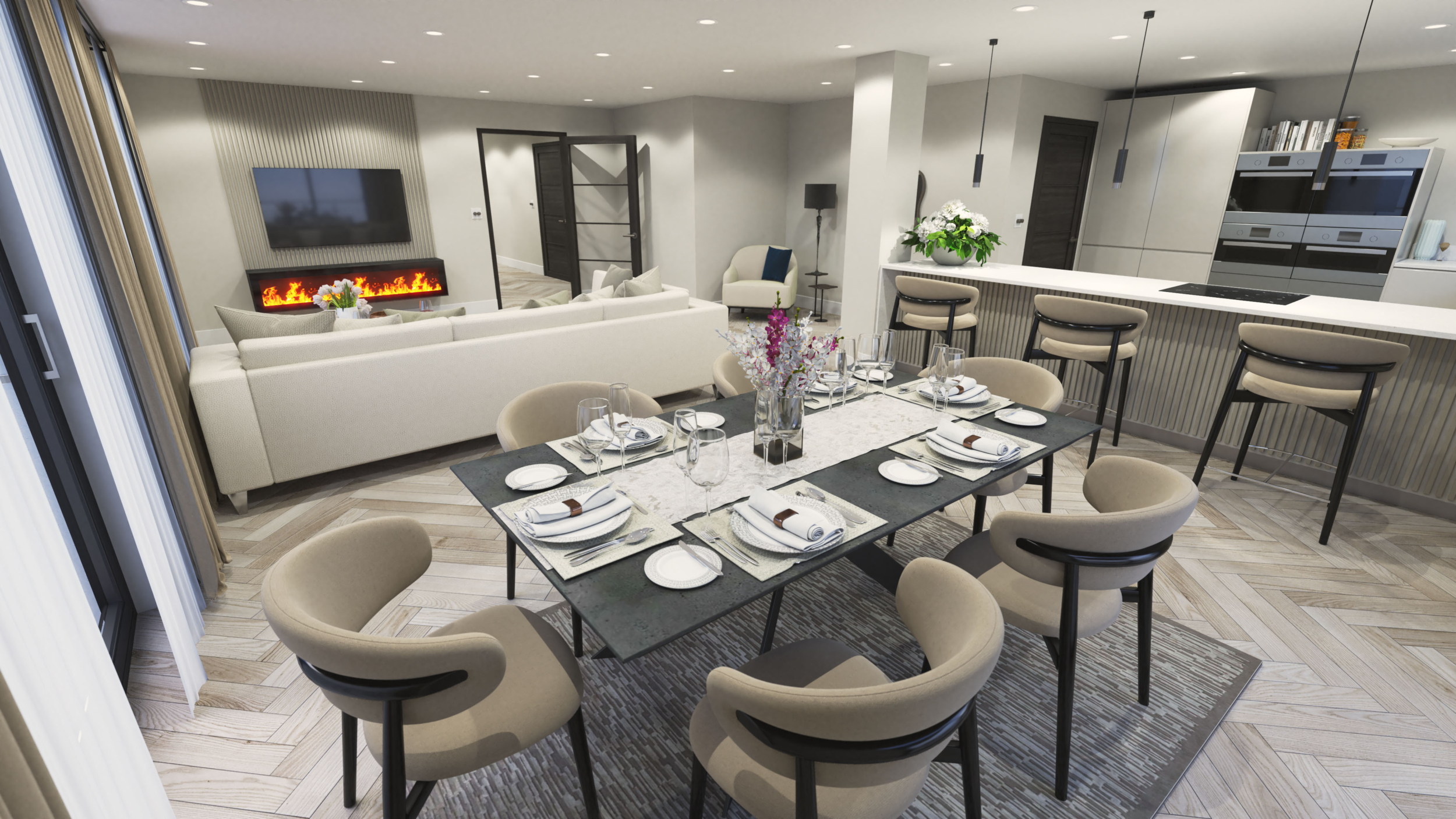 Luxury Penthouse Apartment, Dining Room CGI, Linear CGI Studio