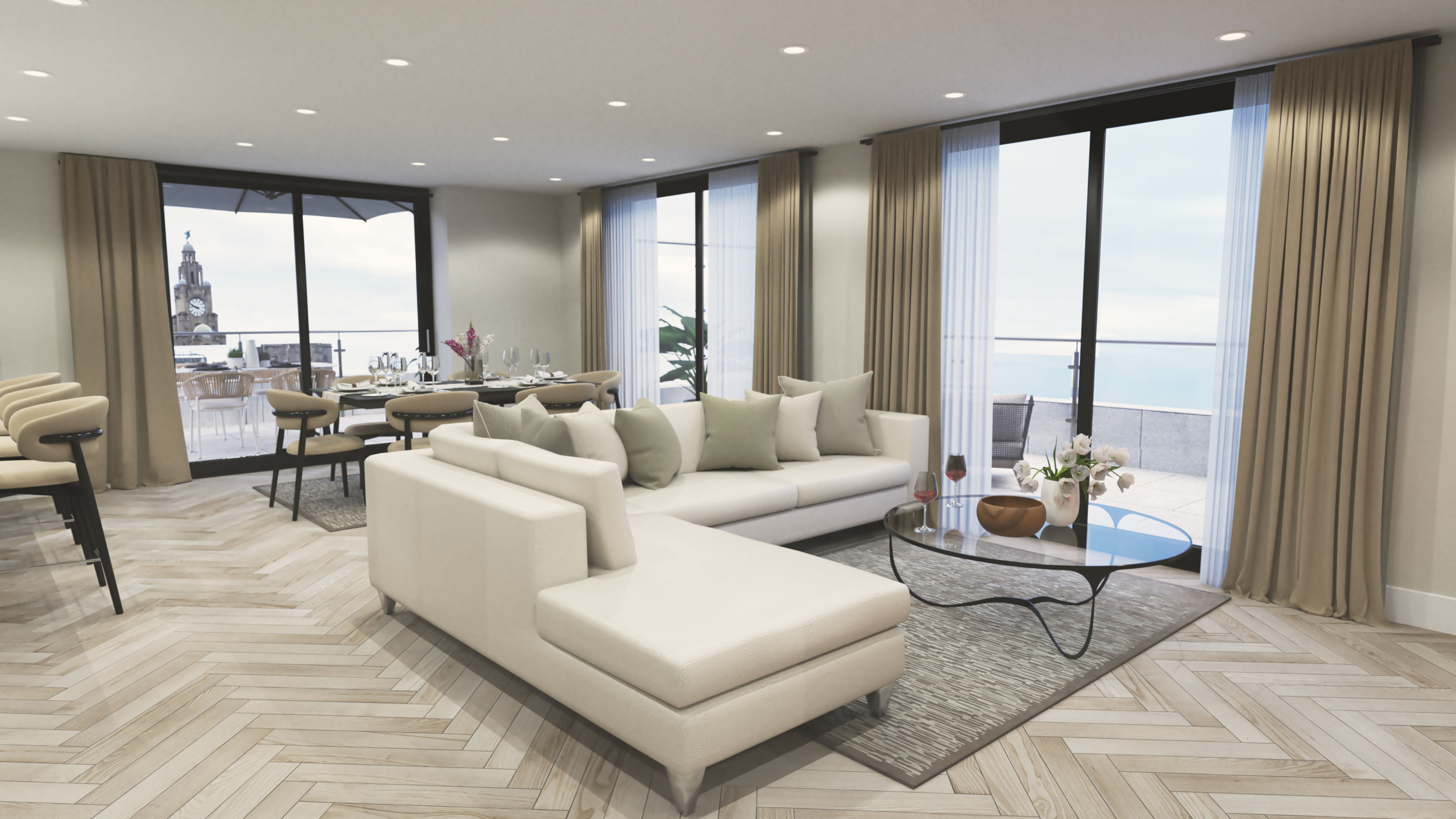 Luxury Penthouse Apartment, Living Dining CGI, Linear CGI Studio