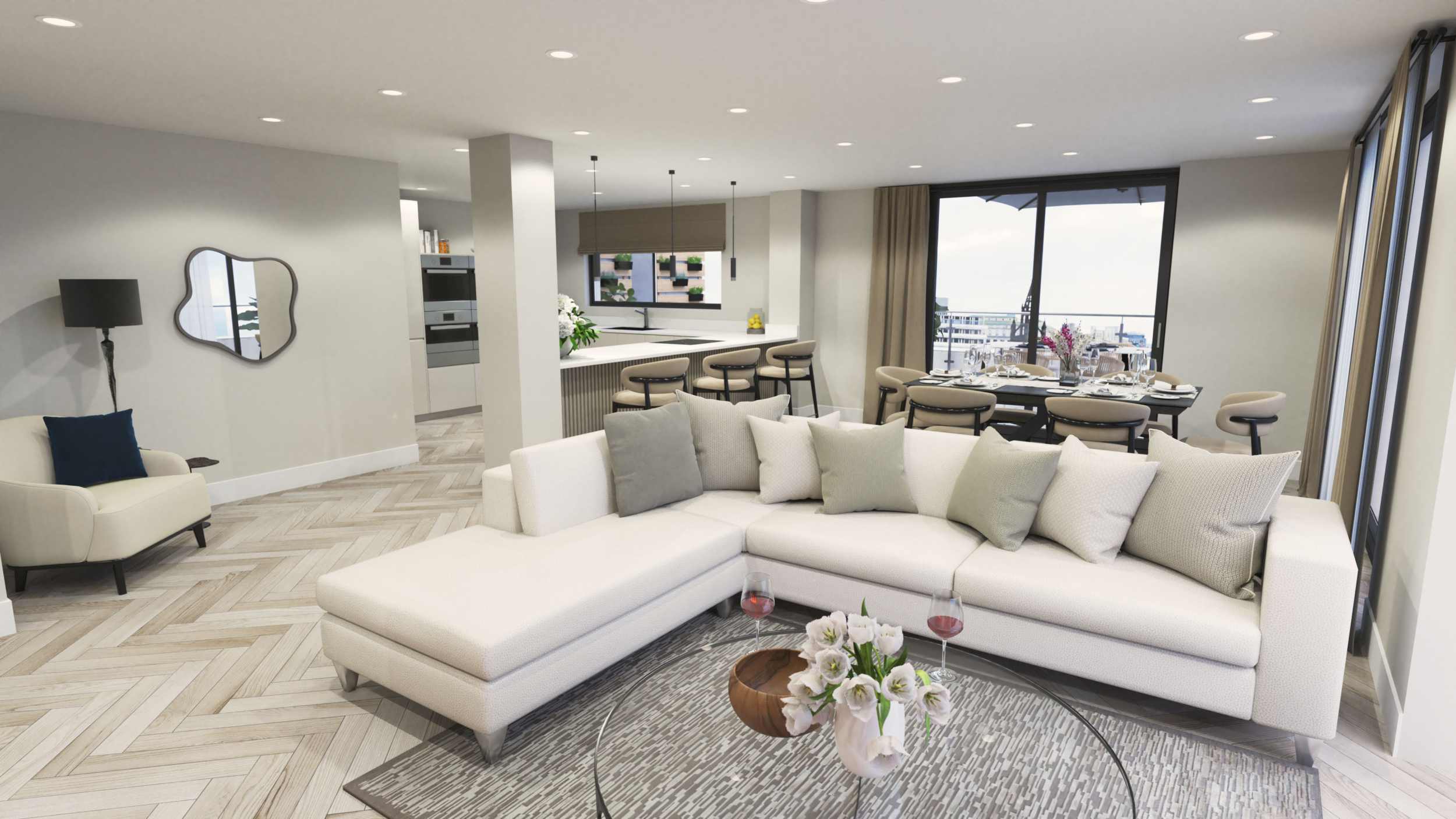 Luxury Penthouse Apartment, Living Space CGI, Linear CGI Studio