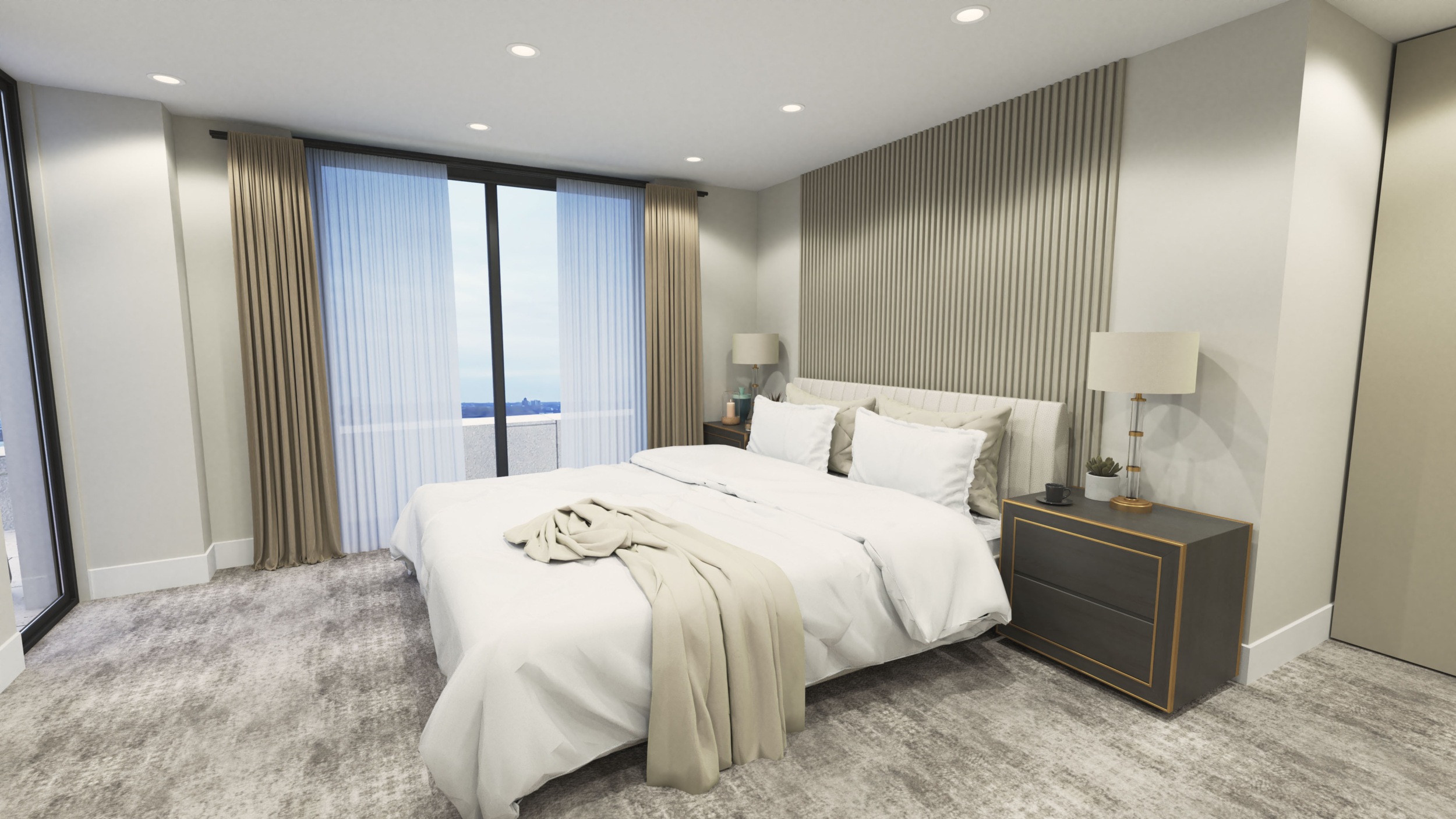 Luxury Penthouse Apartment, Master Bed CGI, Linear CGI Studio