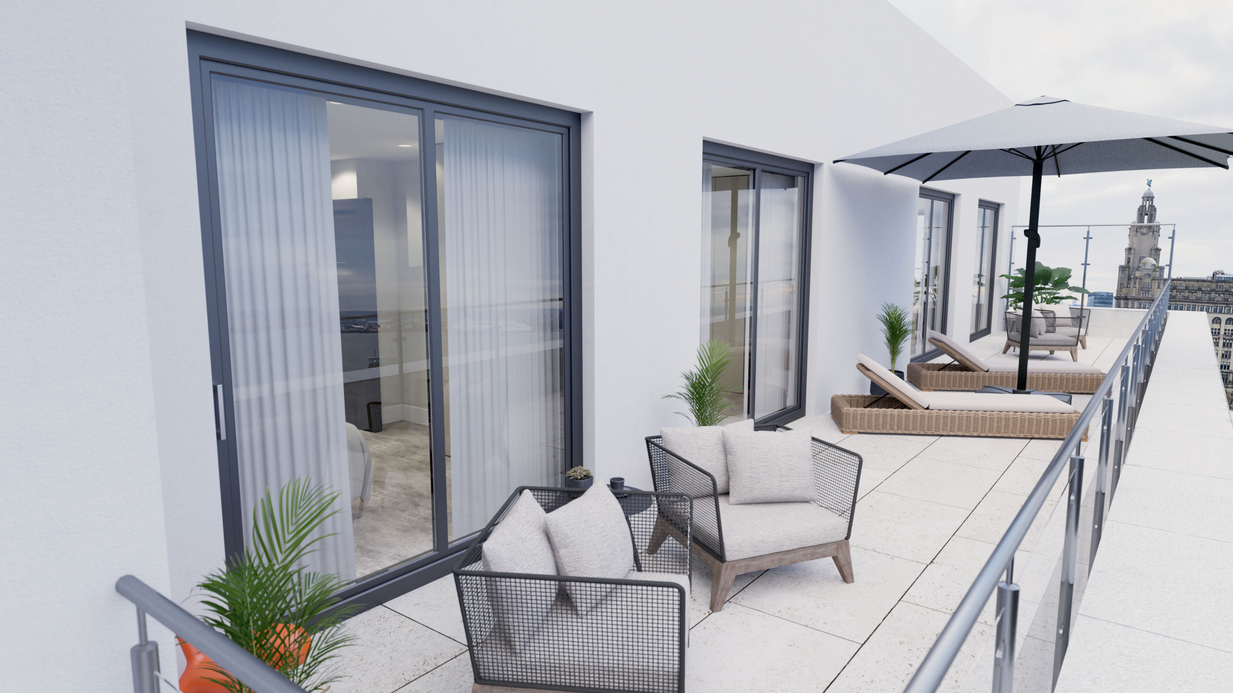 Luxury Penthouse Apartment, Outdoor Seating CGI, Linear CGI Studio