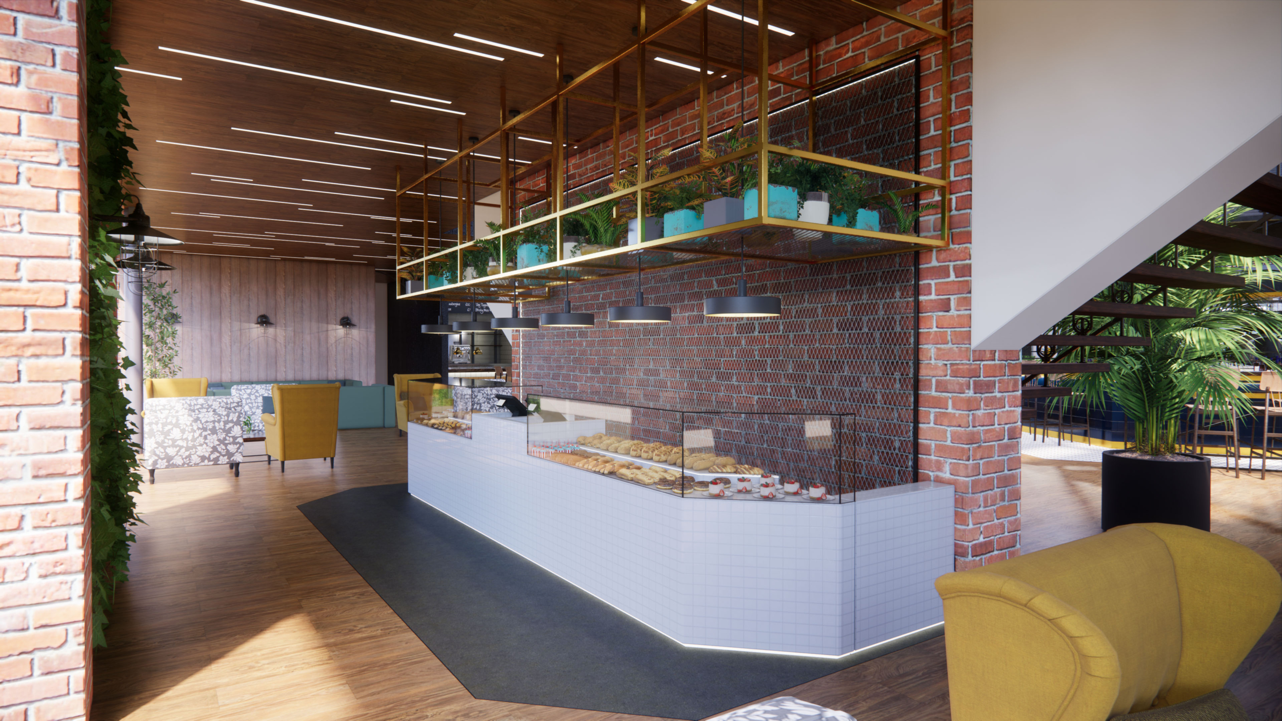 Marketplace Renovation CGI, Bakery Snack Bar CGI